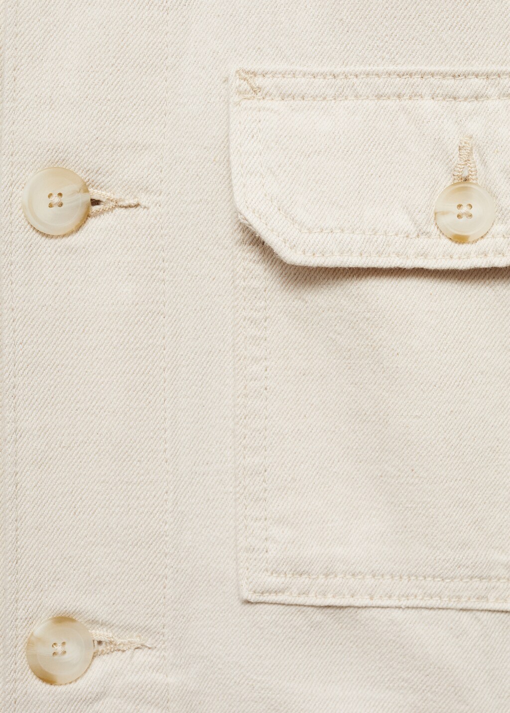 Linen-cotton overshirt with pocket - Ecru