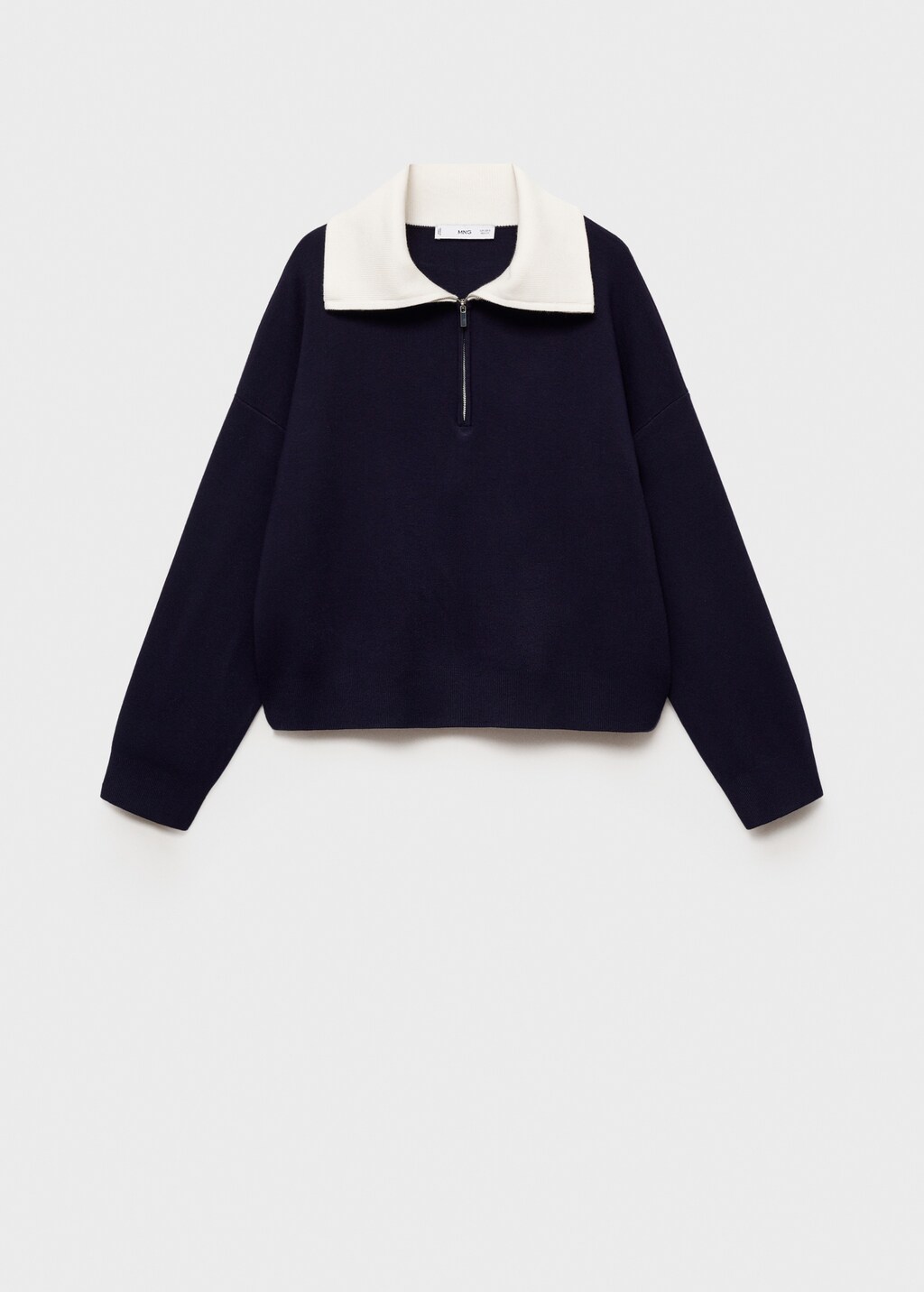 Knitted sweater with contrasting collar - Dark Navy