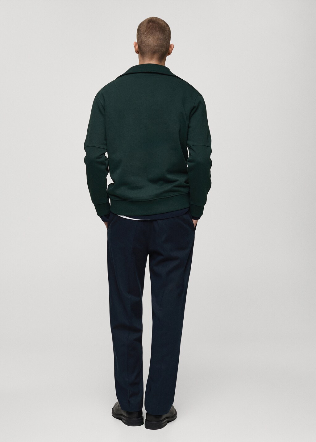 Regular-fit zip-neck sweatshirt - Green