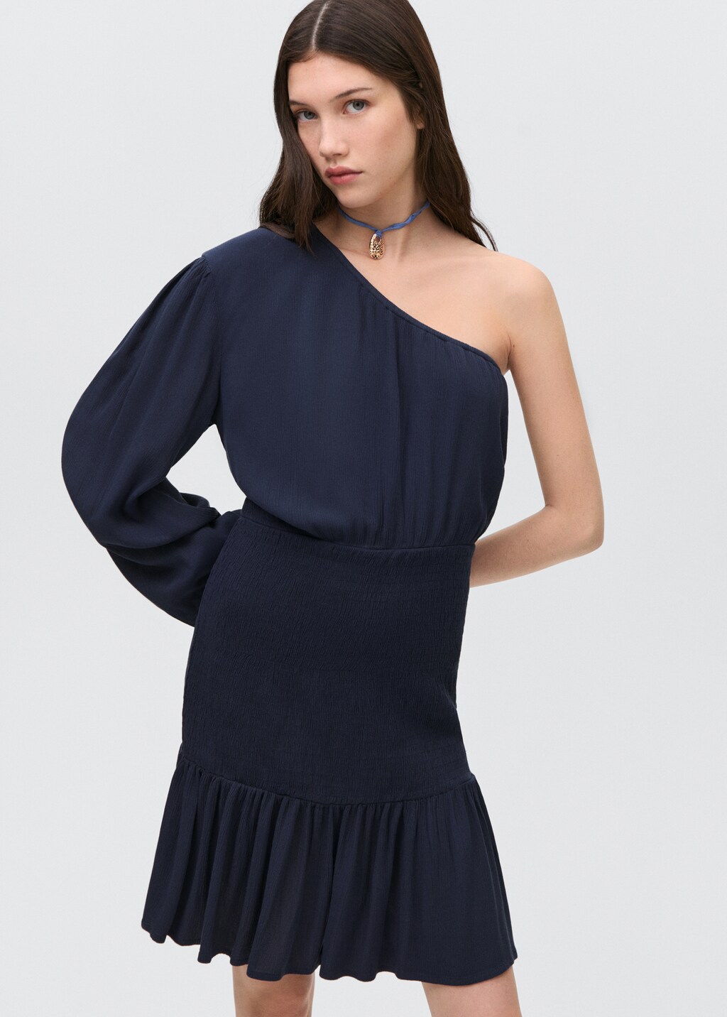 Asymmetrical pleated dress - Dark Navy