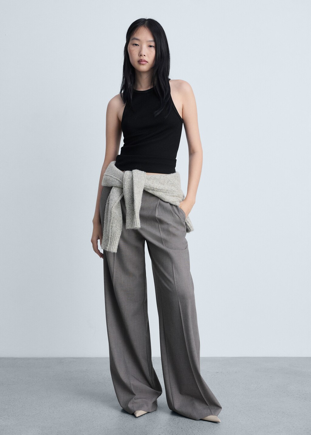 Fine ribbed knit top - Ecru