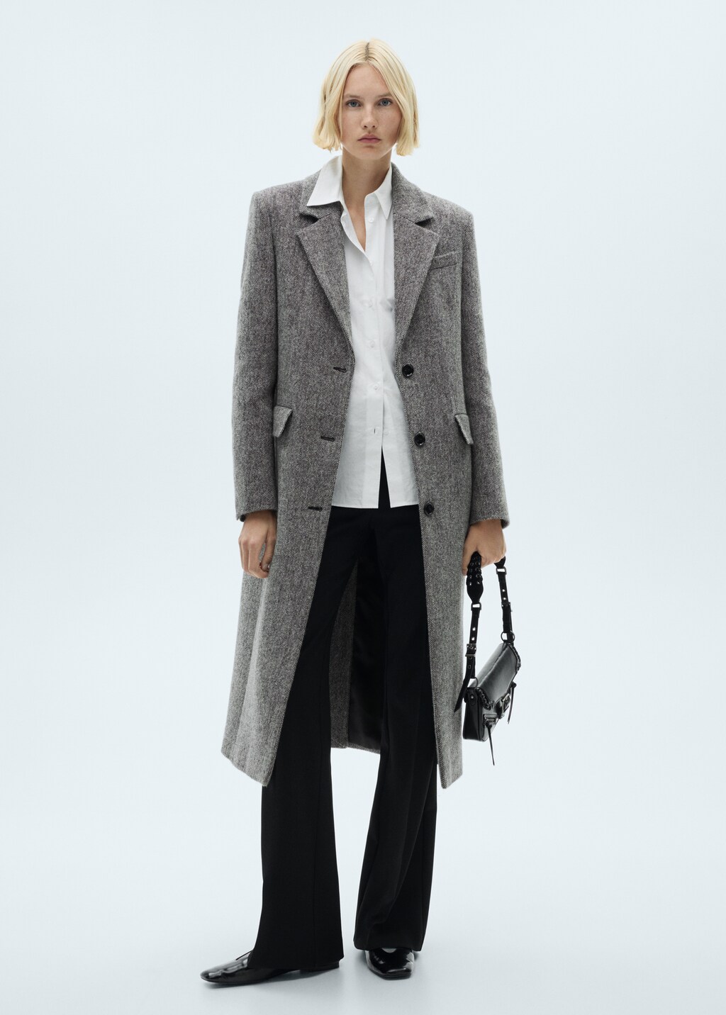 Flecked wool-blend coat - Grey