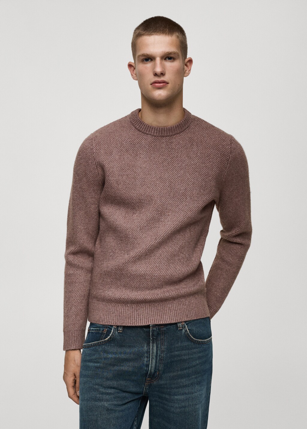 Regular-fit knitted sweater - China Blue