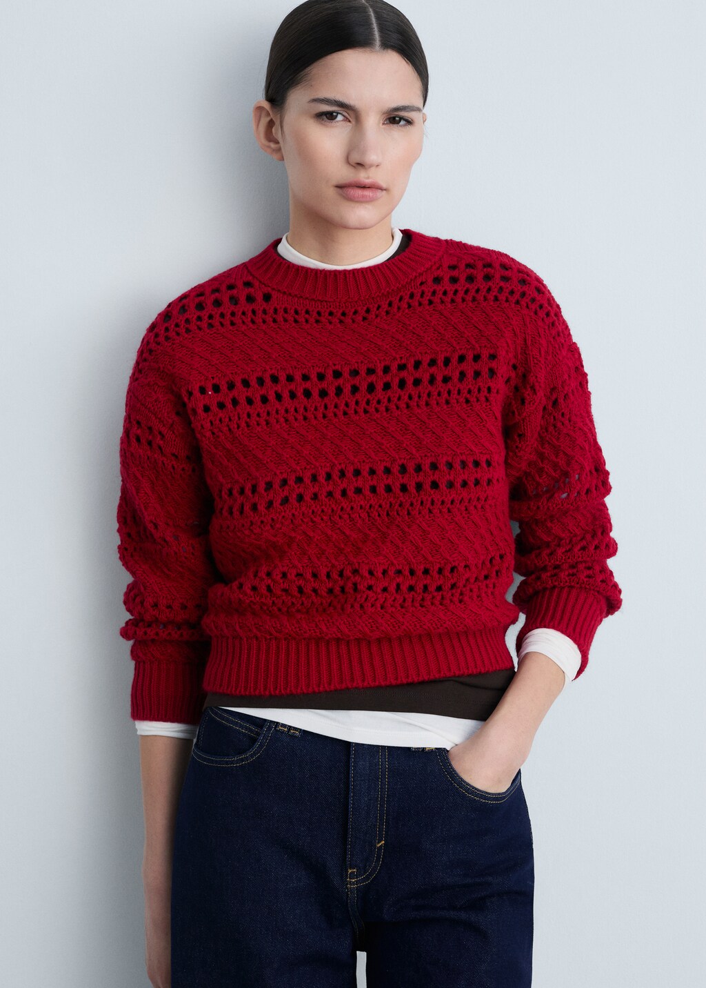 Openwork knit sweater - Dark Navy
