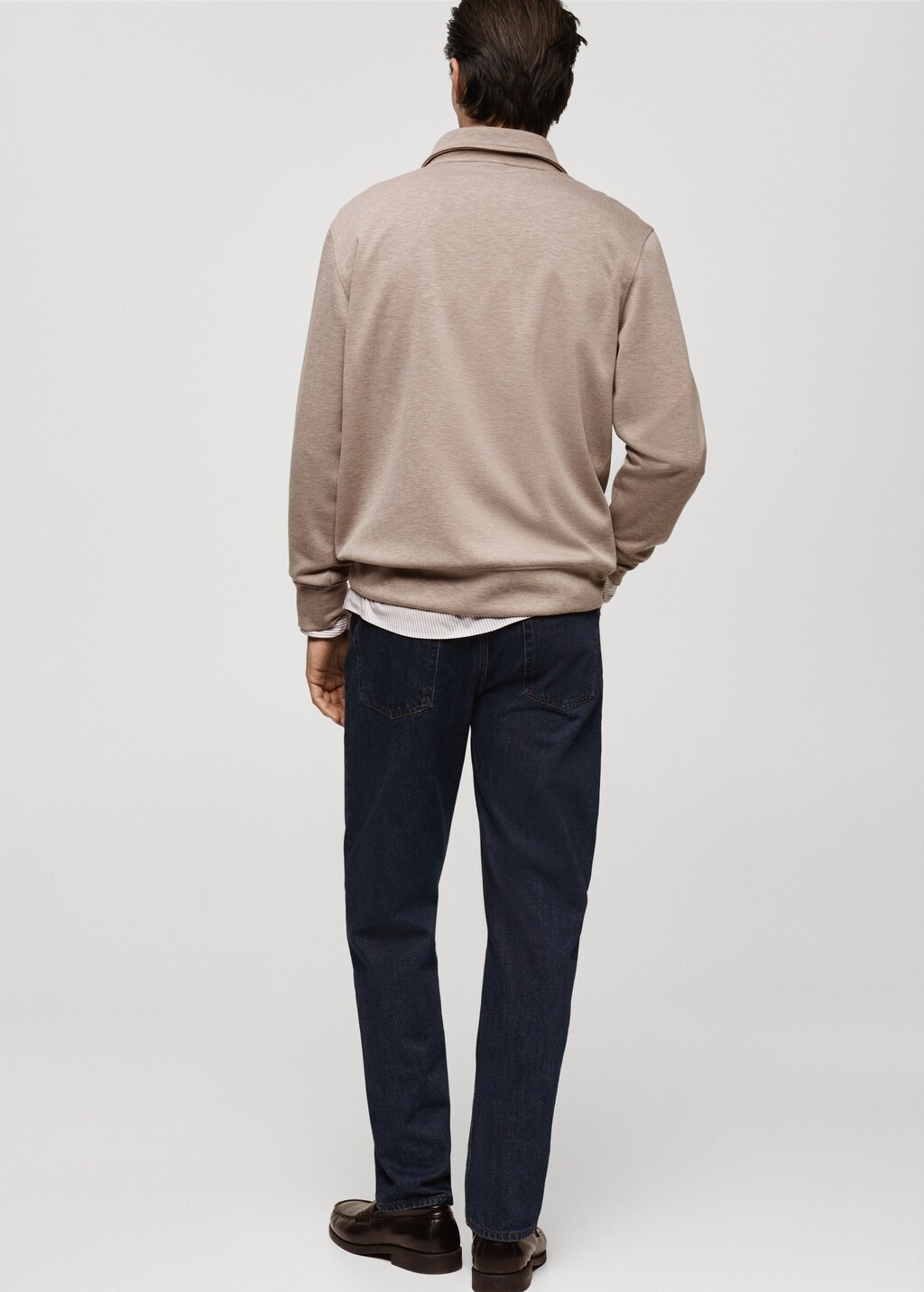 Regular-fit zip-neck sweatshirt - Mink Grey