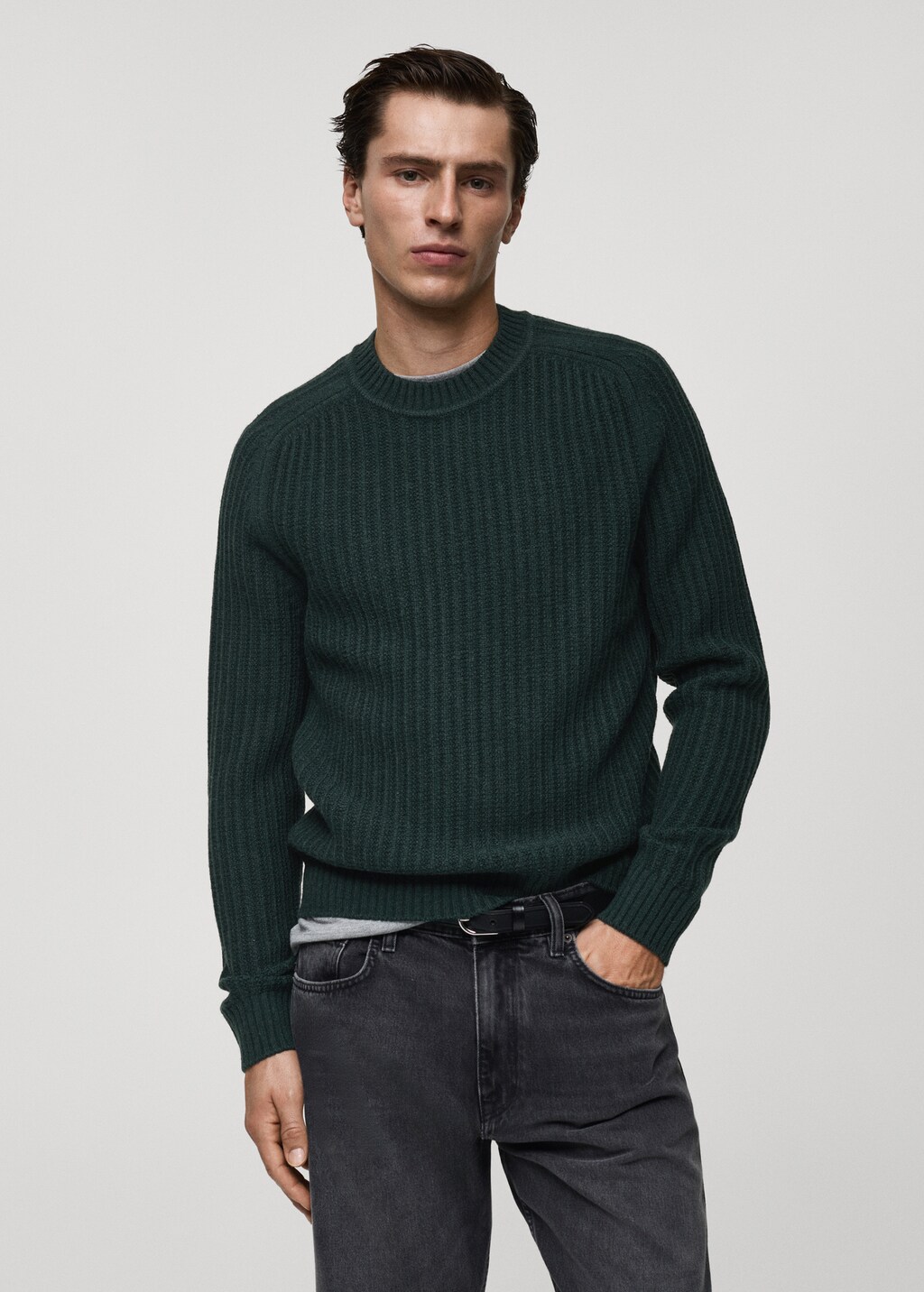 Wool-blend rib-knit sweater - Coffee