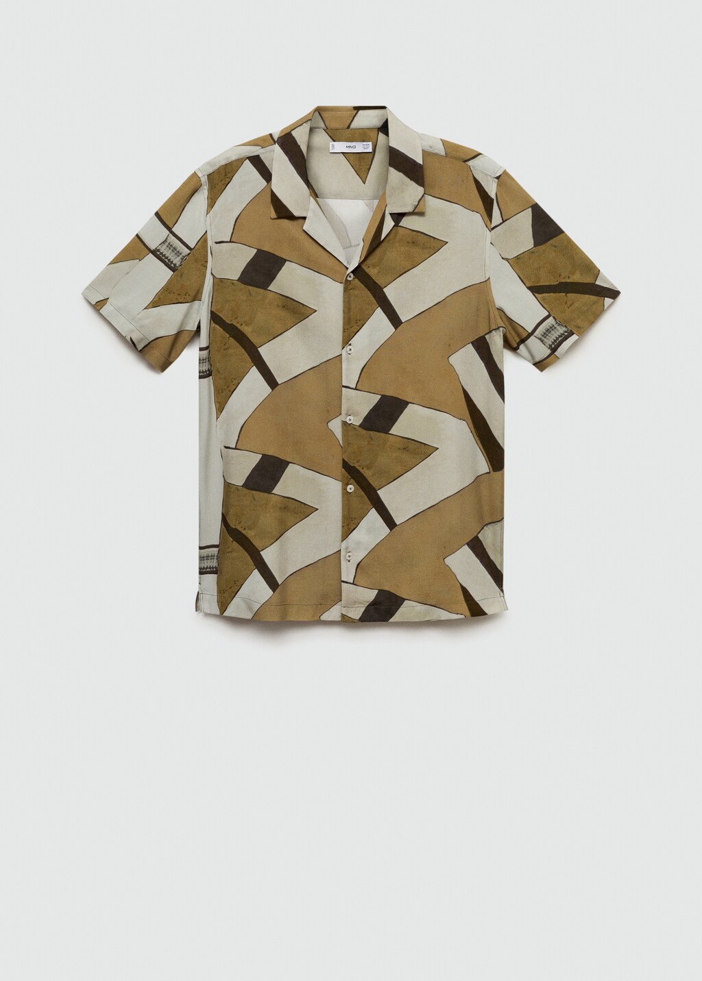 Printed flowing shirt with bowling collar - Dark Green