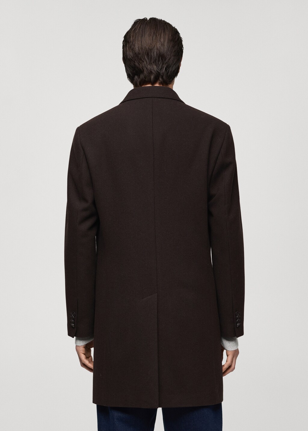 Long recycled wool coat - Medium Brown