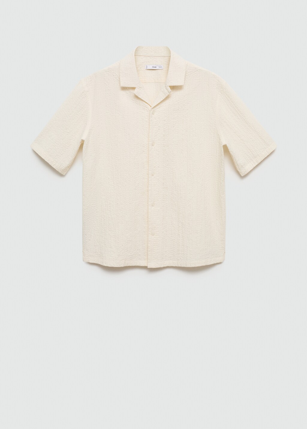 Seersucker shirt with bowling collar - Ecru
