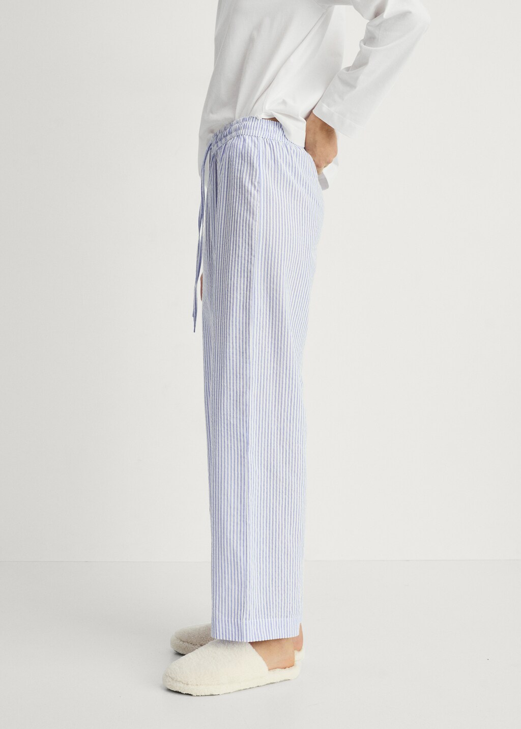 Two-piece cotton stripe-print pyjama - Medium Grey