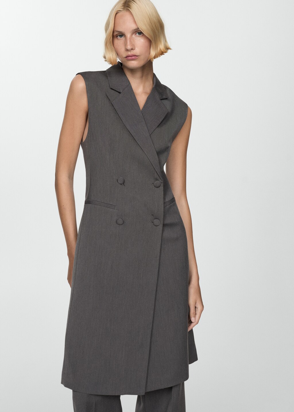Long buttoned waistcoat - Sand