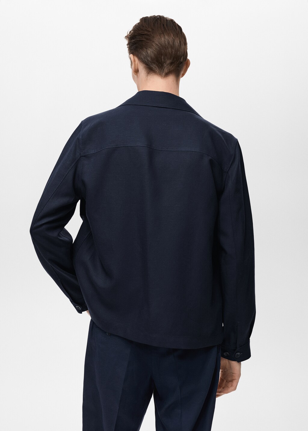 Lyocell linen overshirt with pockets - Dark Navy