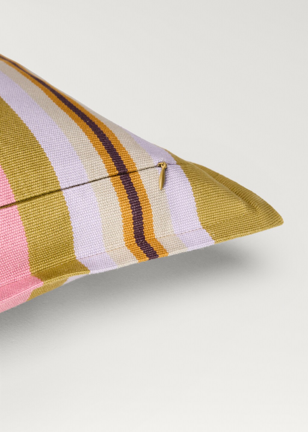 Cotton cushion cover with woven stripe, 50x50cm - Medium Pink