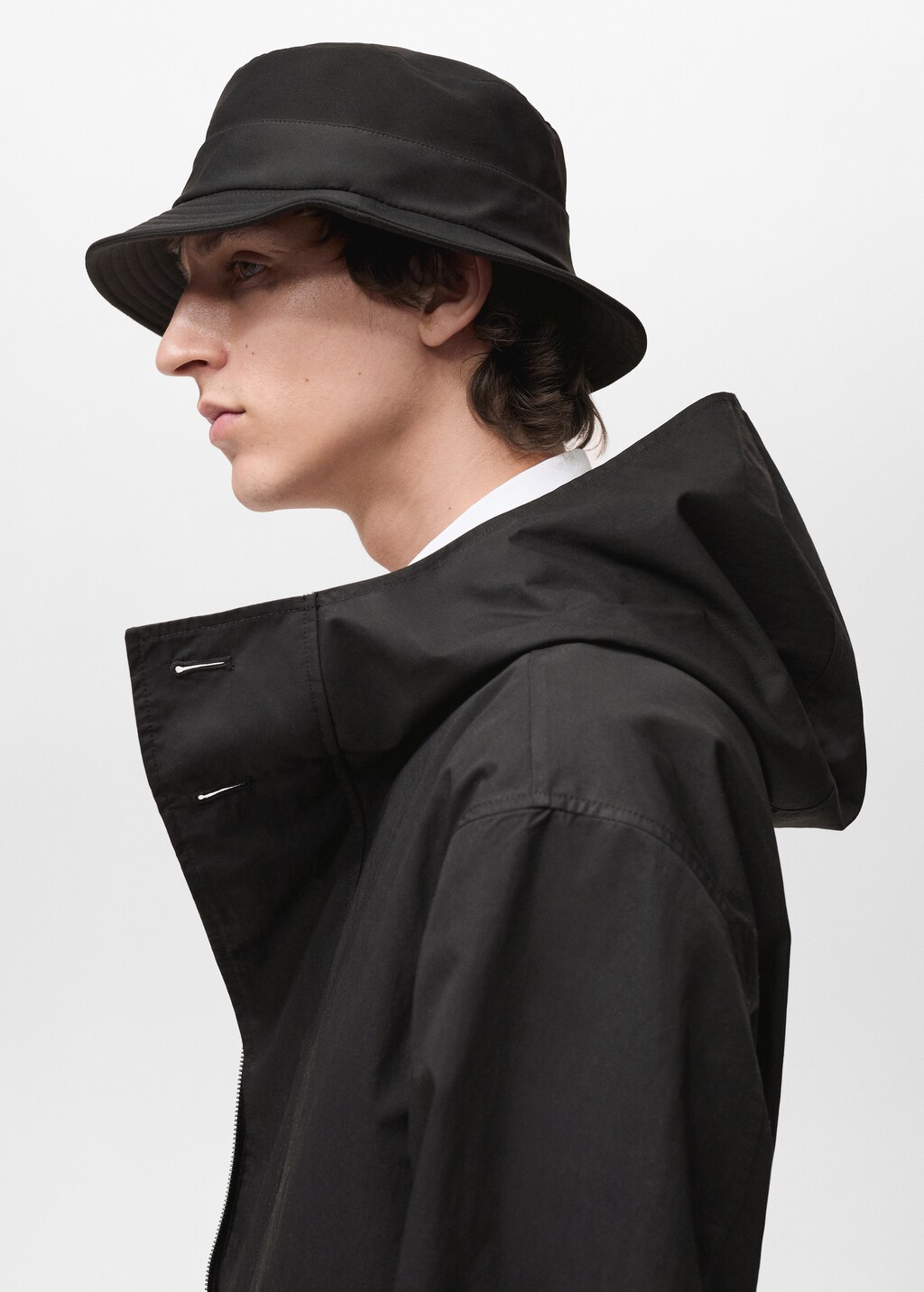Trench coat with belt and hood - Black