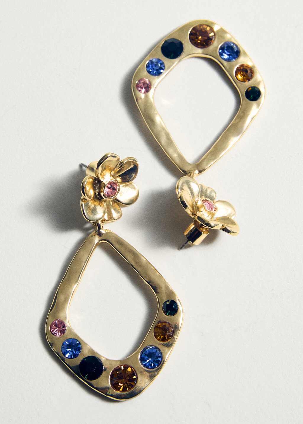 Geometric earrings with crystals detail - Gold