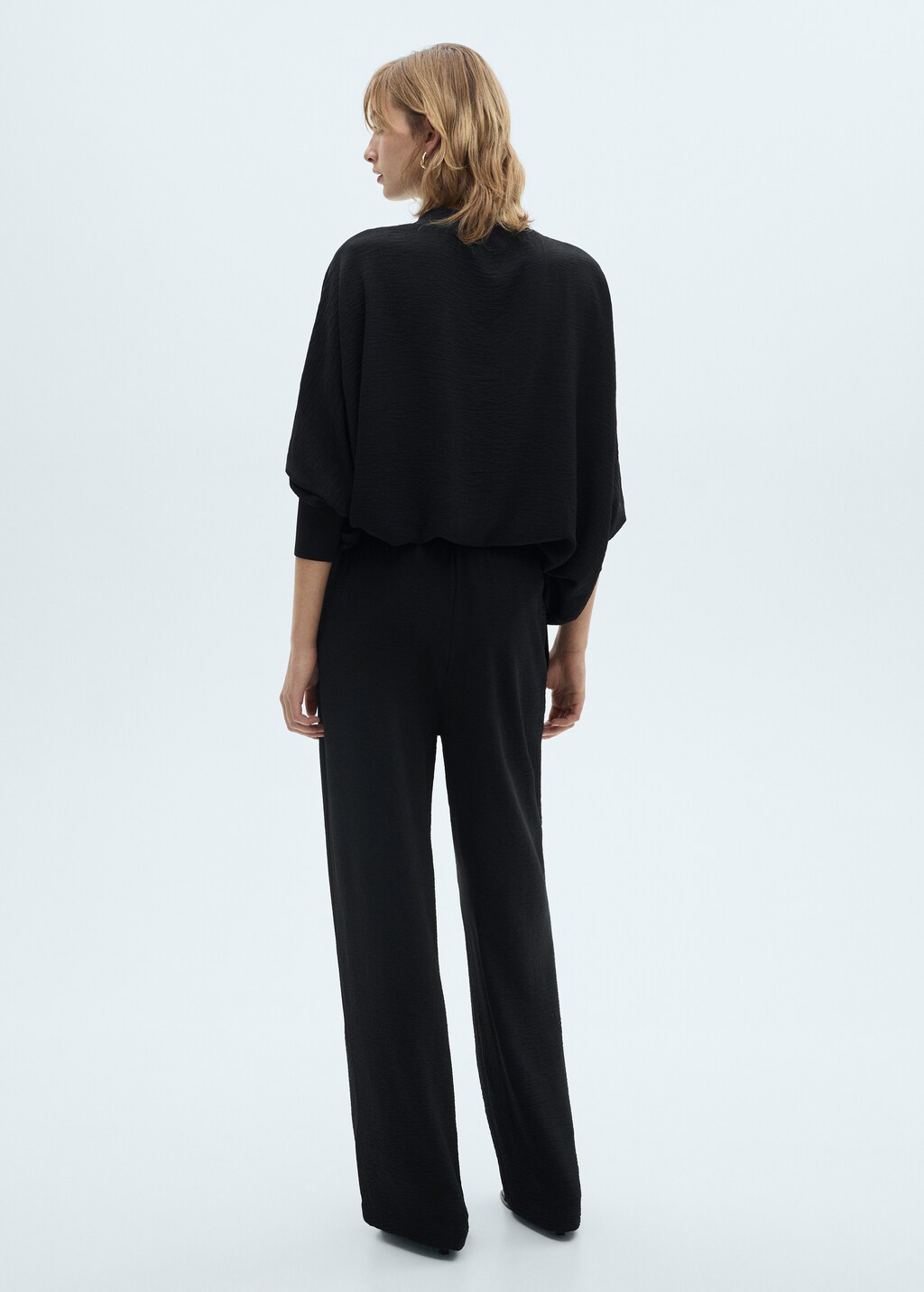 Straight knitted trousers - Black