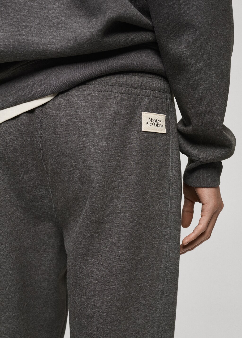 Cotton joggers embroidered detail - Medium Heather Grey