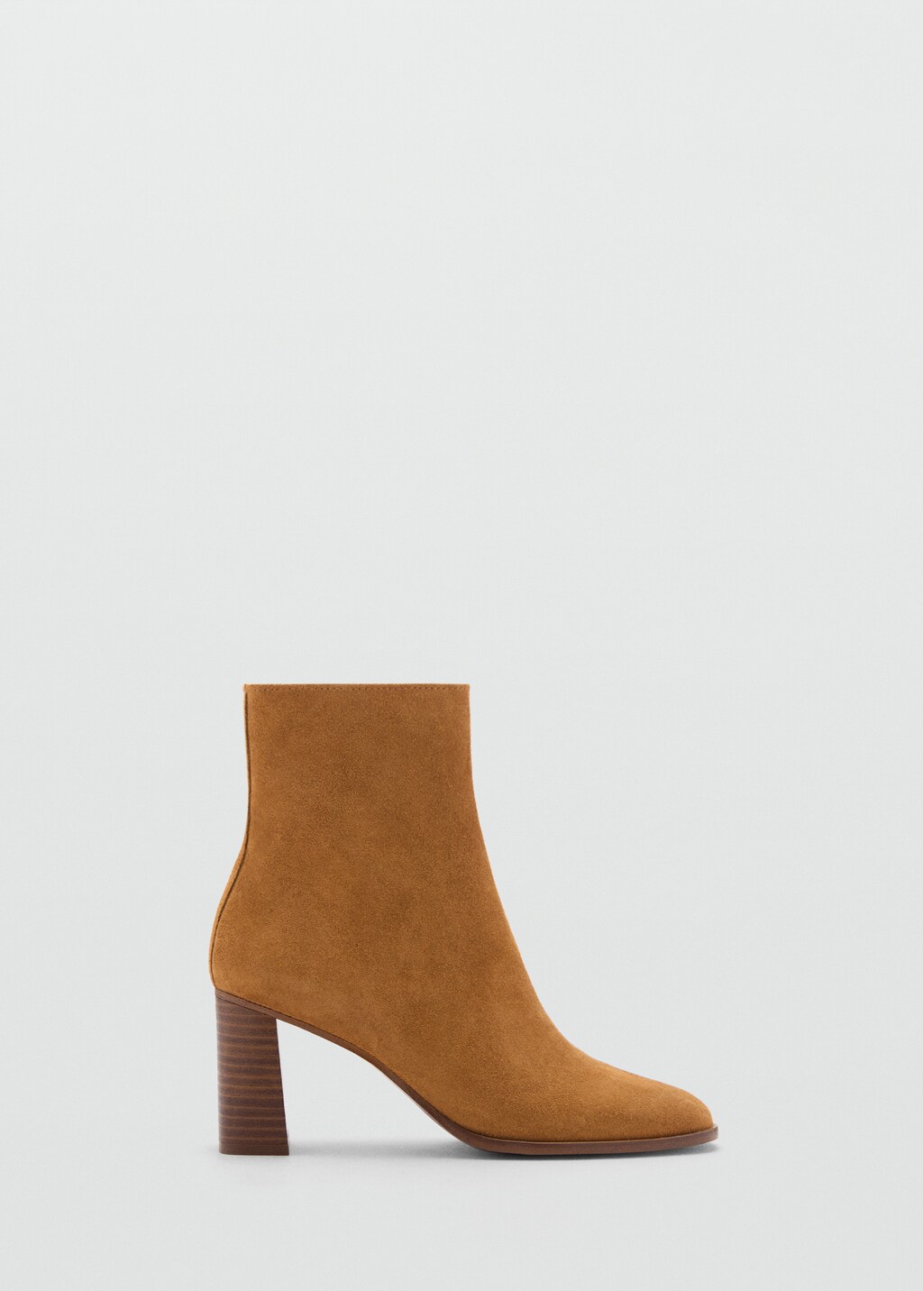 Heel suede ankle boot - Medium Brown