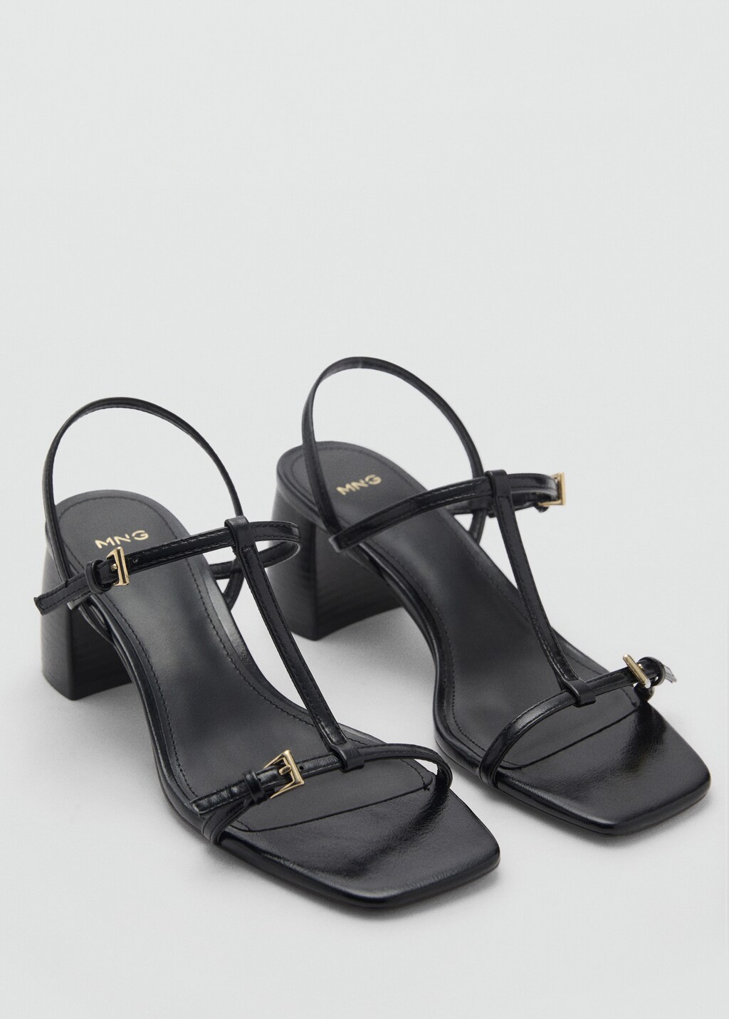 High-heeled sandals with buckle straps - Leather