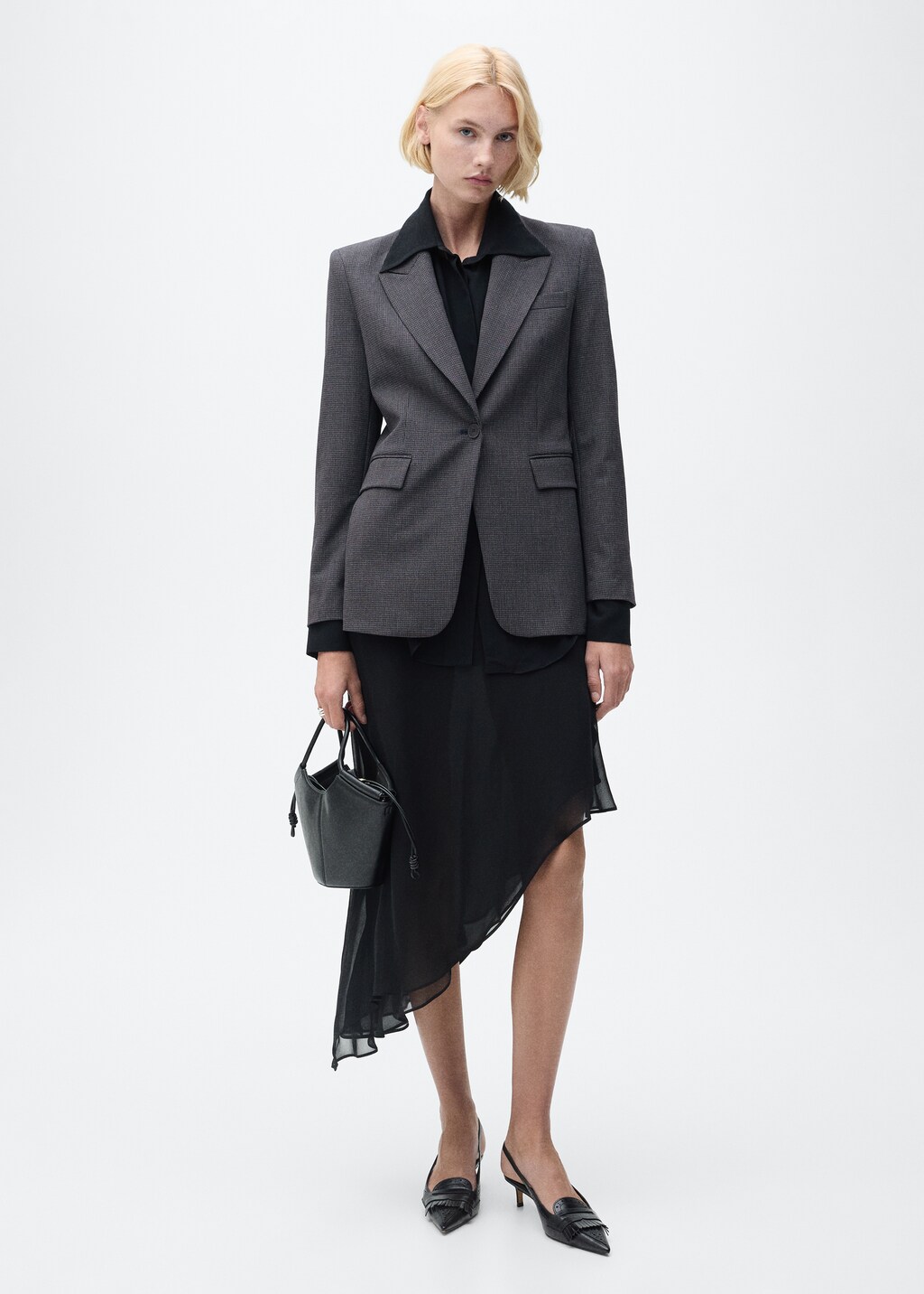 Straight-fit micro-houndstooth jacket - Dark Navy