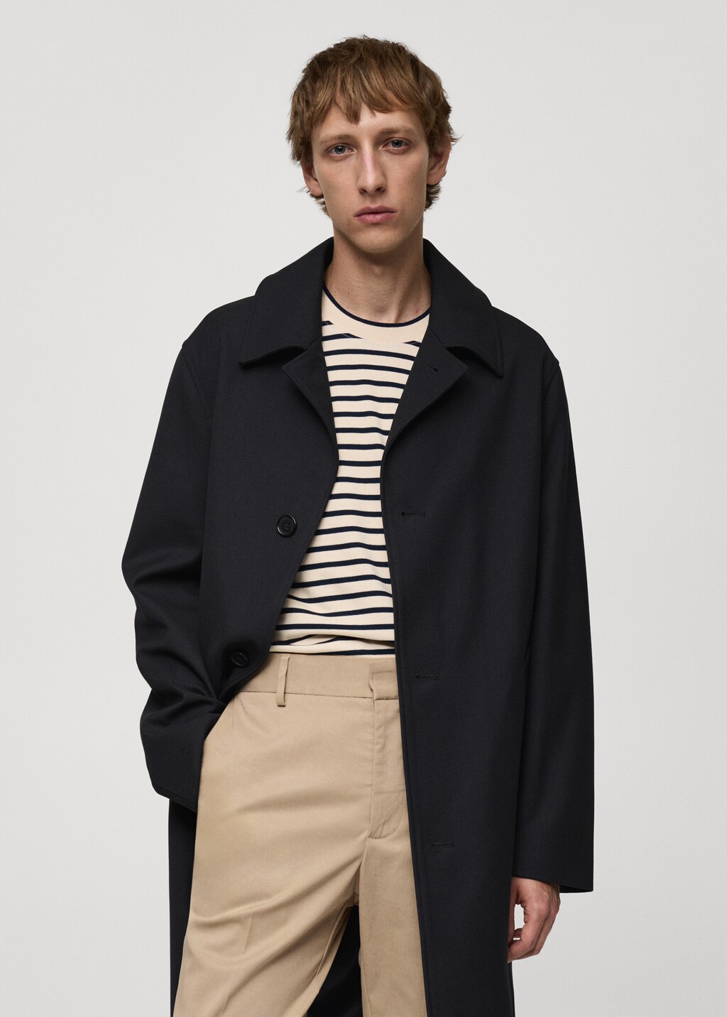 Oversized comfort stretch trench coat - Dark Navy