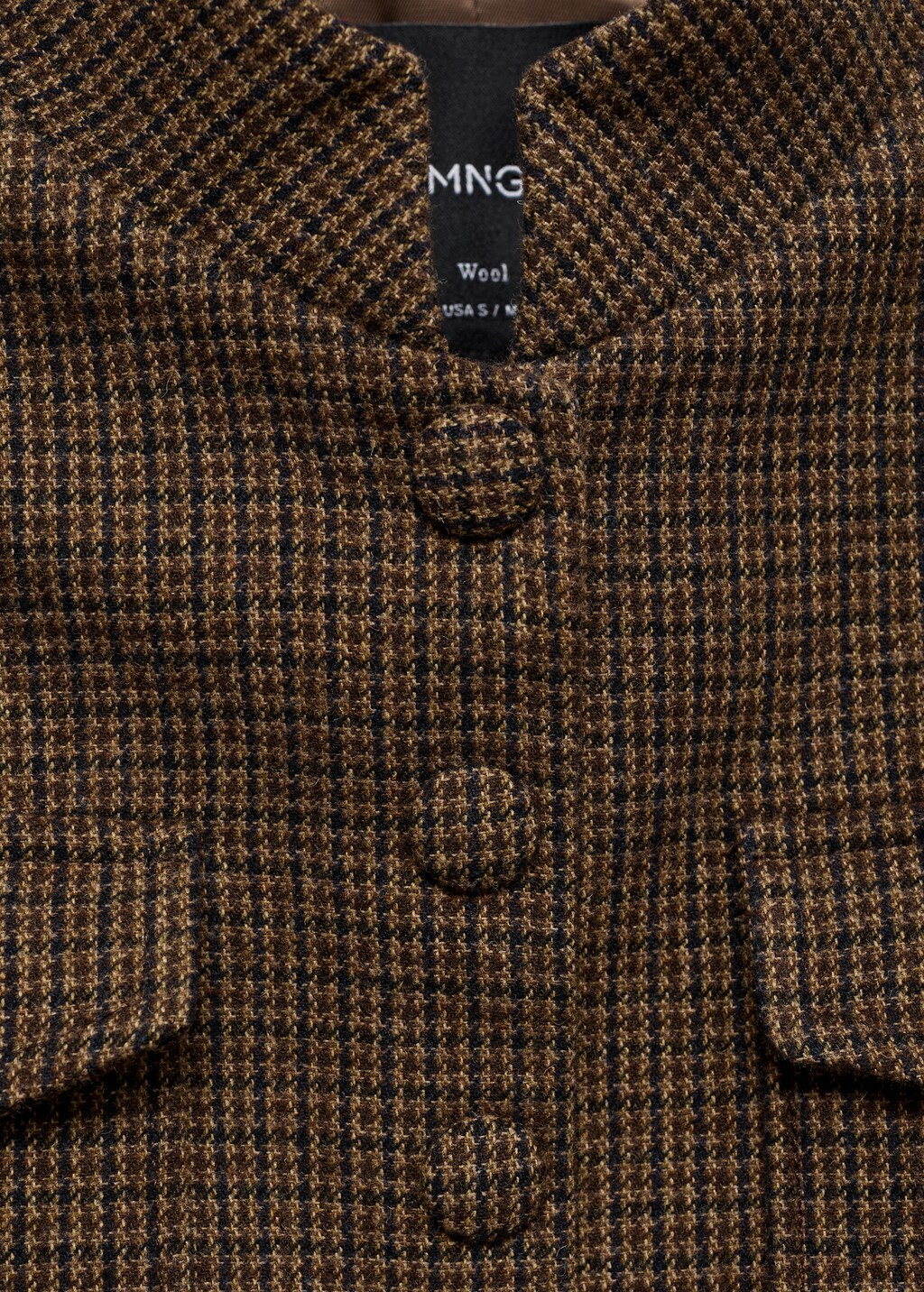 Micro-houndstooth wool jacket - Brown