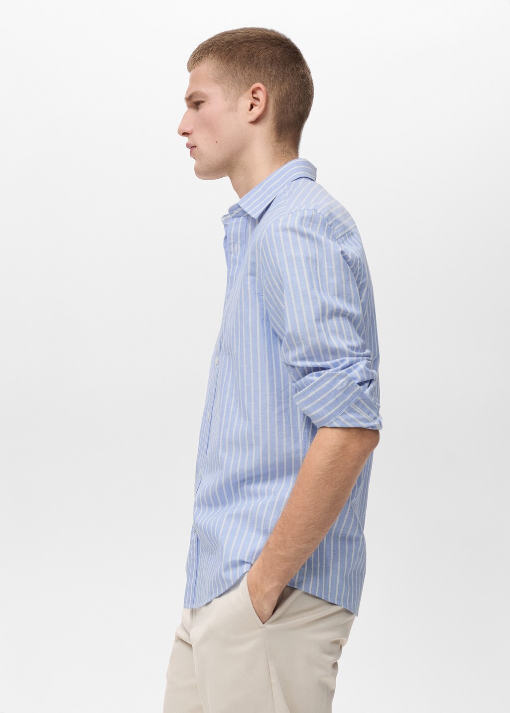 Striped cotton linen shirt - Blue