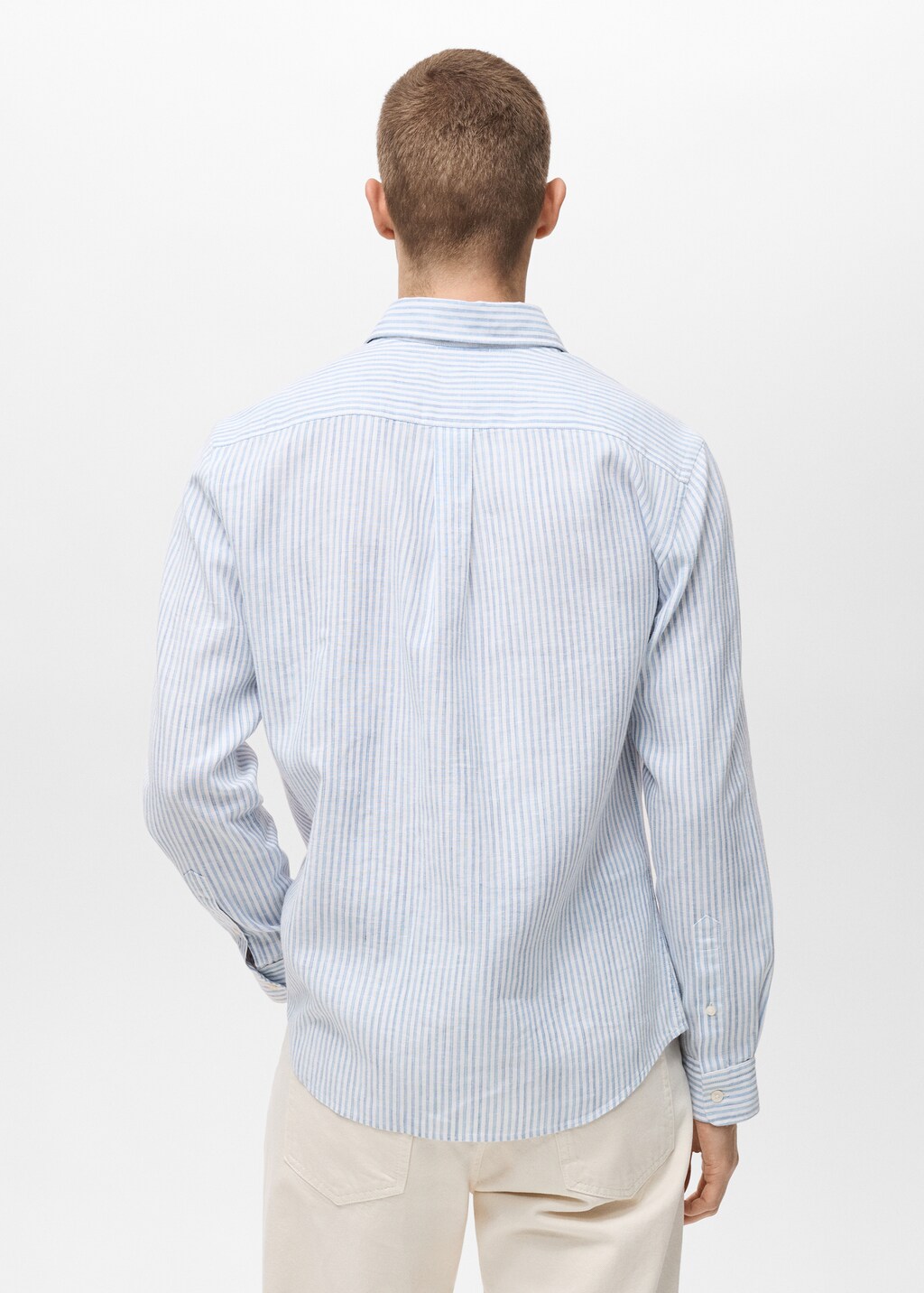 Regular fit striped linen shirt - Light Pink