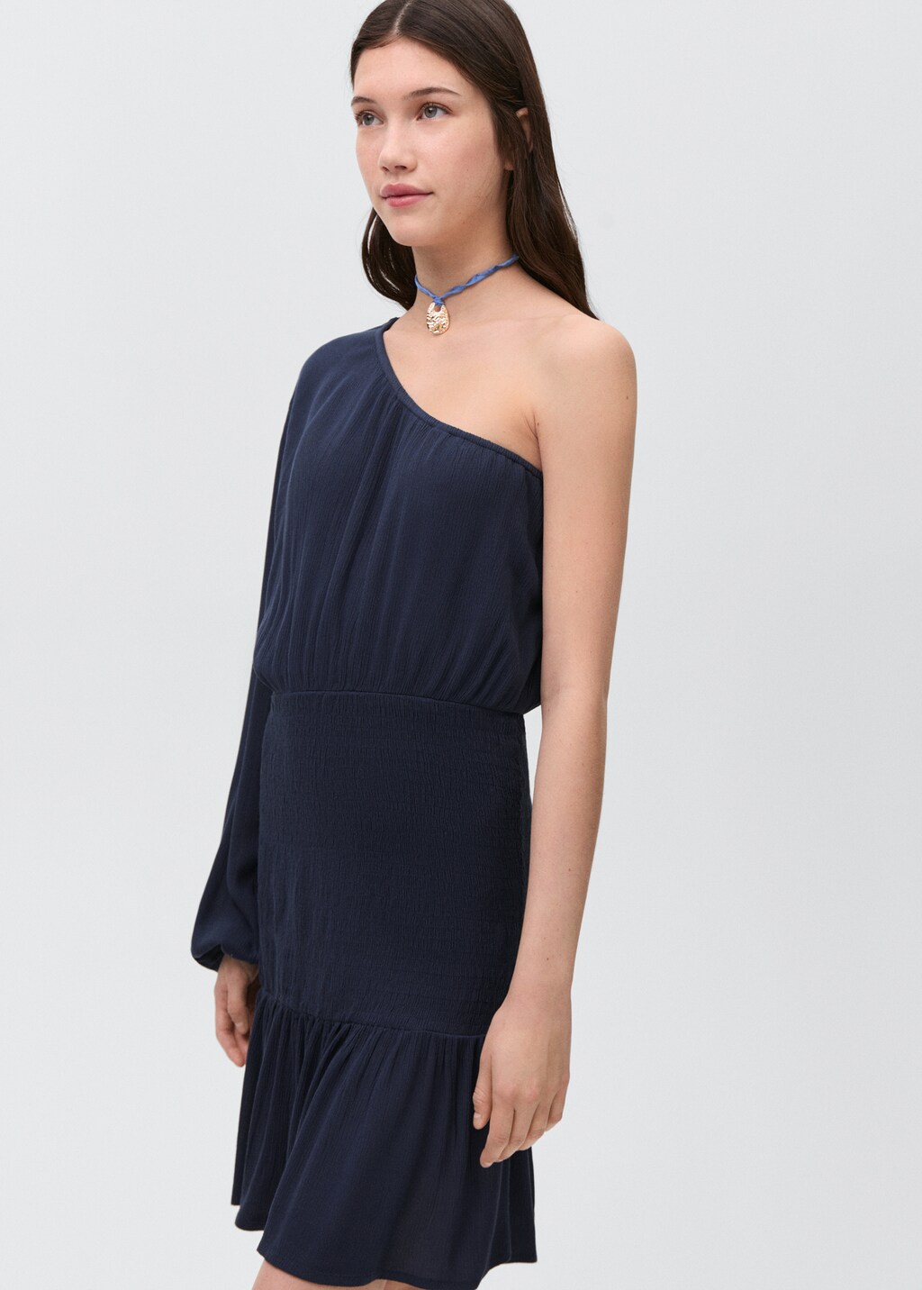 Asymmetrical pleated dress - Dark Navy