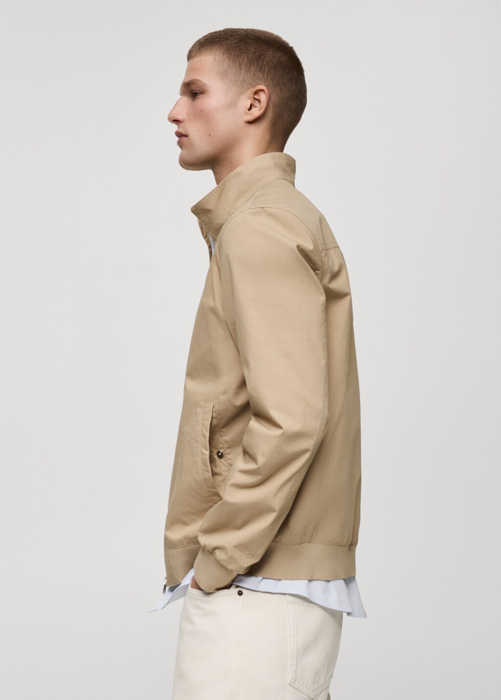 Lightweight jacket with funnel neck - Beige