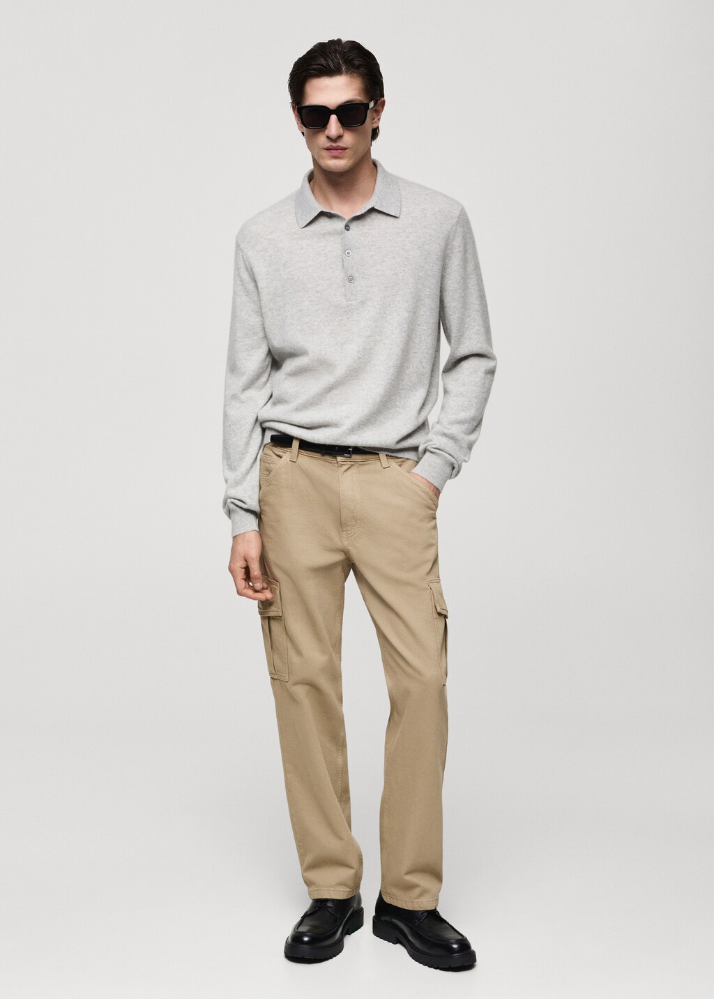 Straight-fit cargo jeans - Black denim