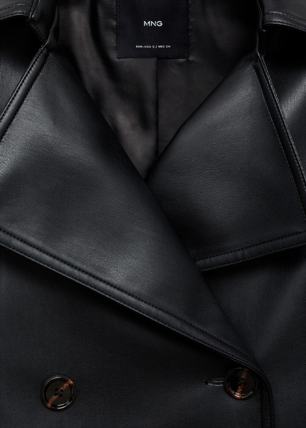 Leather-effect cropped jacket - Black