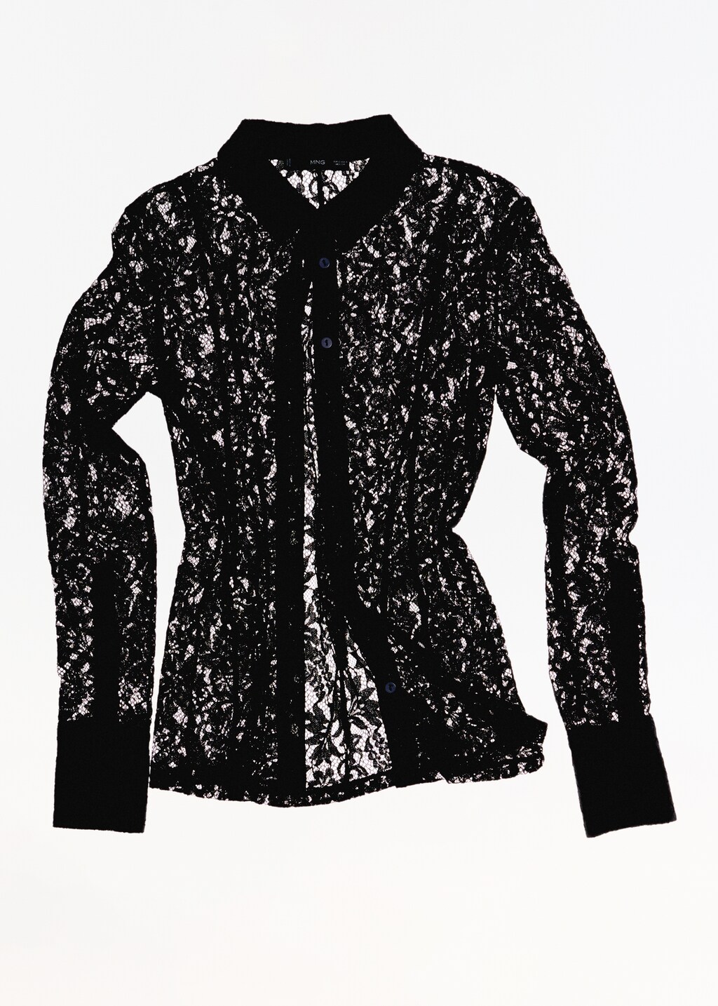 Transparent lace shirt - Black