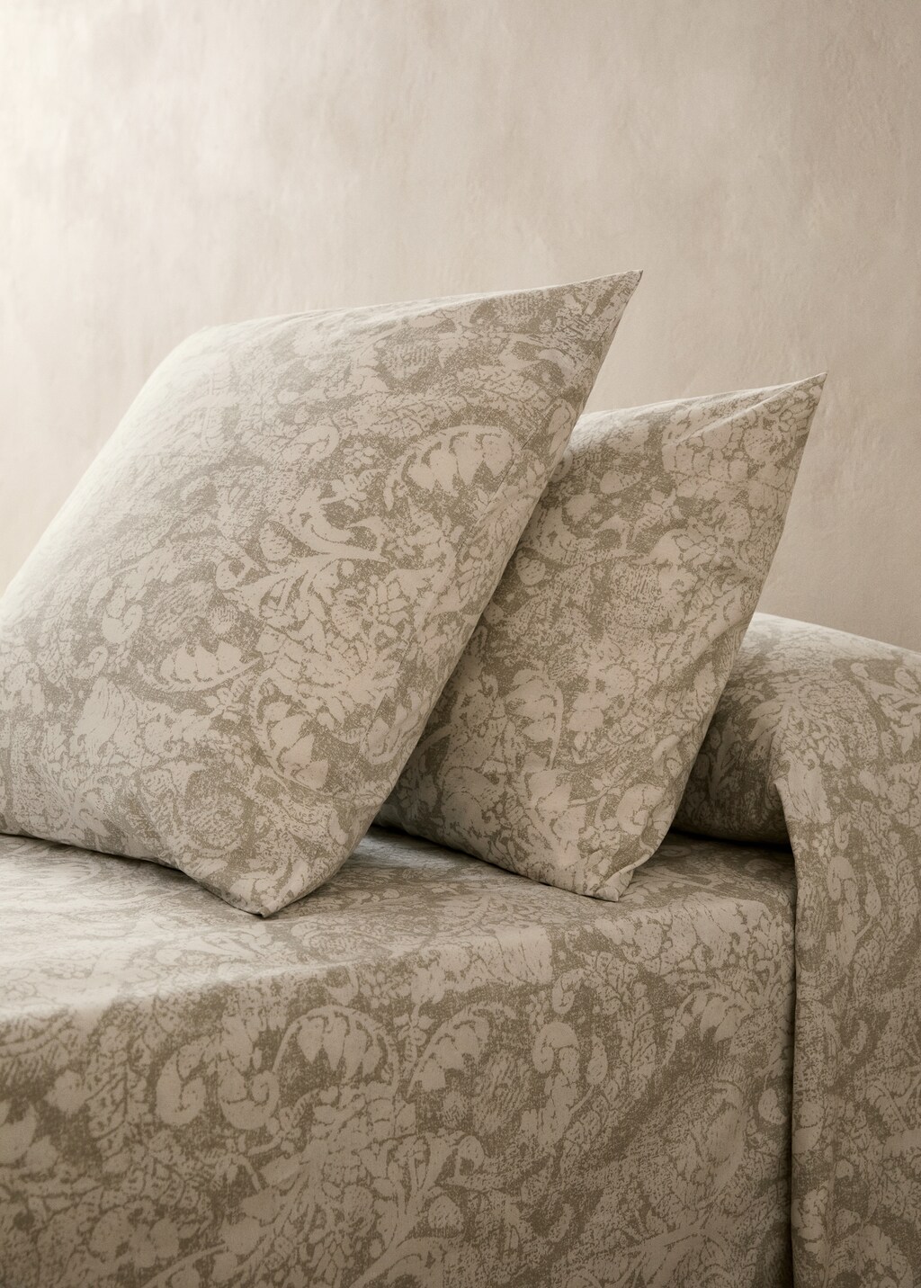 Paisley-print cotton pillowcase 45x110 cm - Light/Pastel Grey