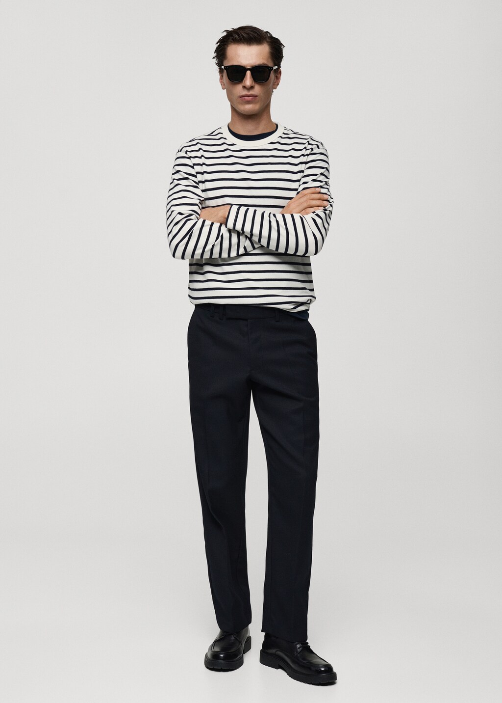 Striped 100% cotton t-shirt - Burgundy