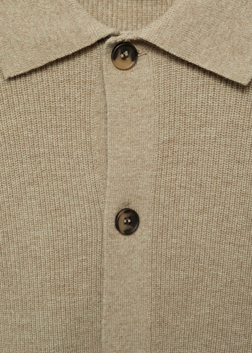 Wool blend polo cardigan - Mink Grey
