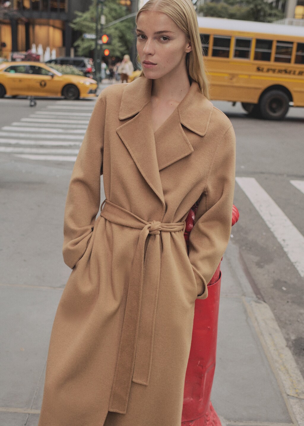Handmade long coat with belt - Khaki