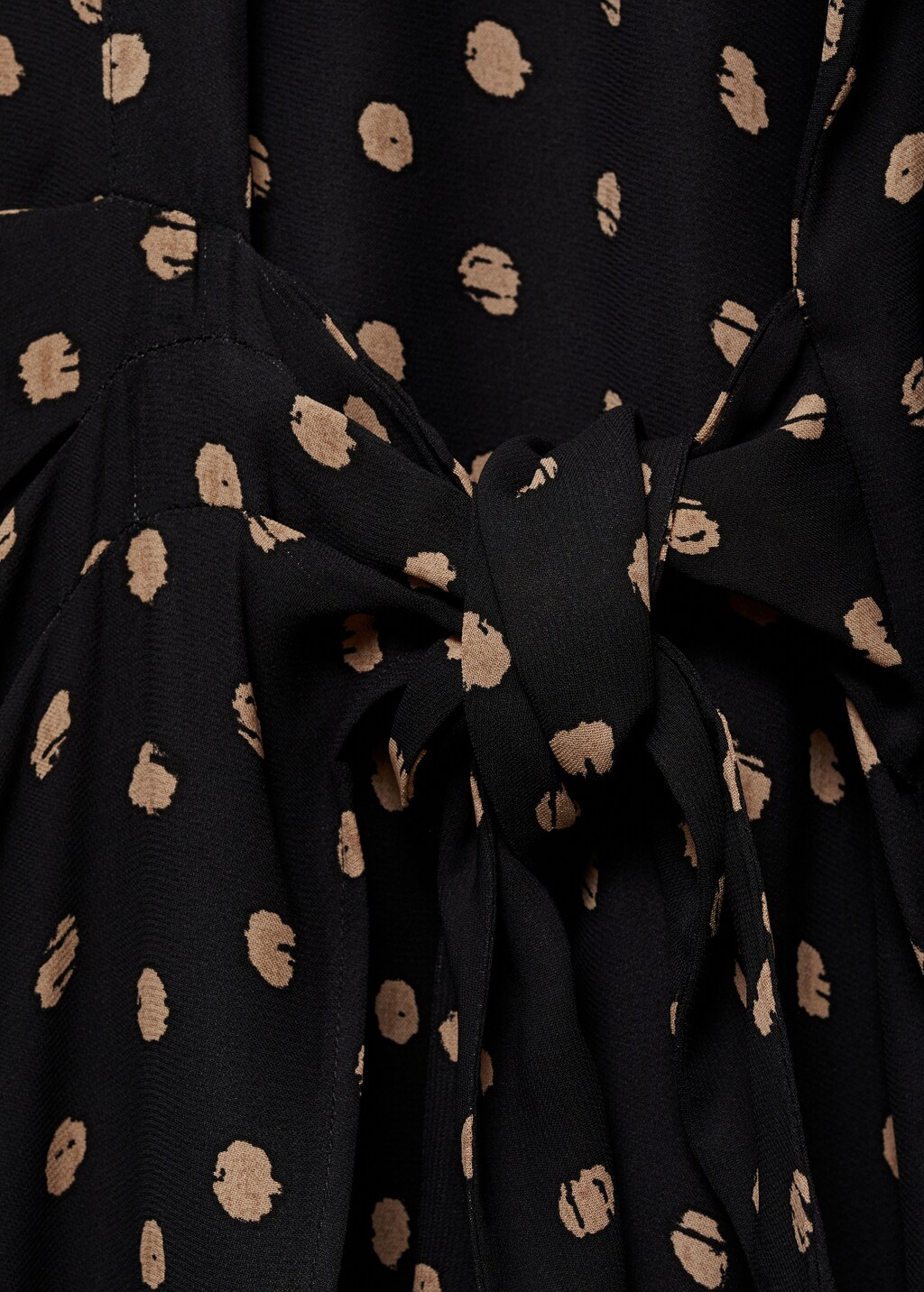 Polka-dot shirt dress with knot detail - Black