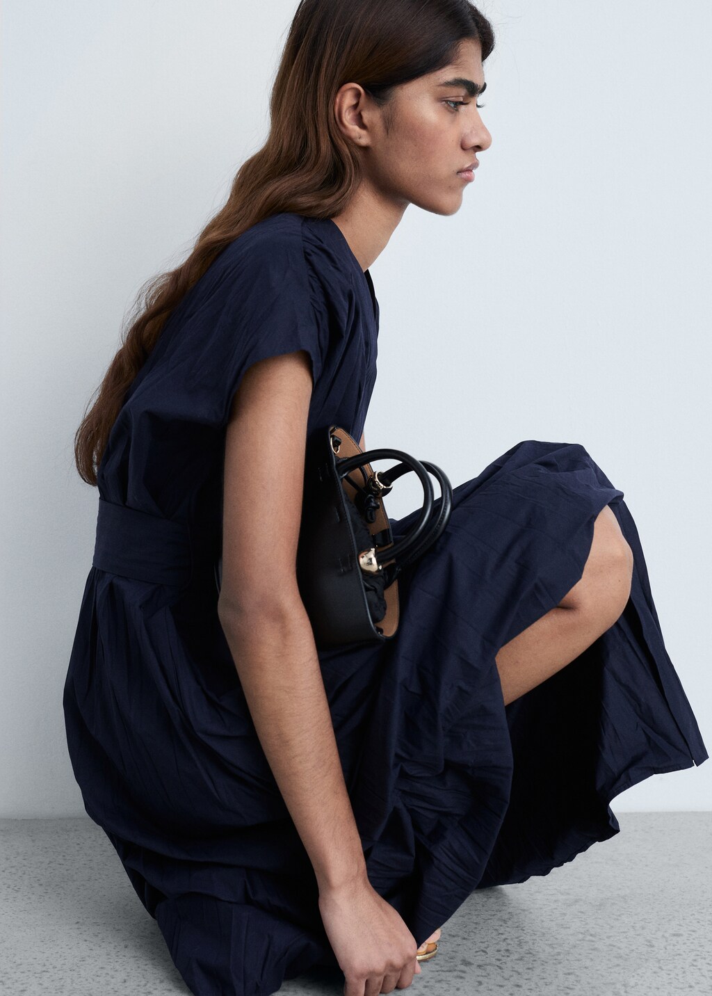 Textured bow dress - Black