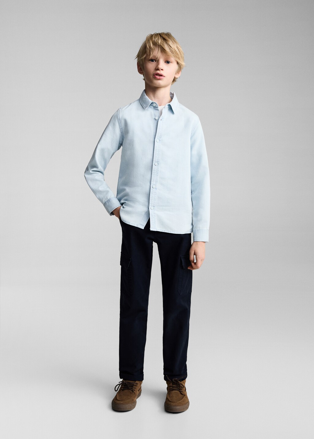 Slim-fit denim shirt - Light Blue