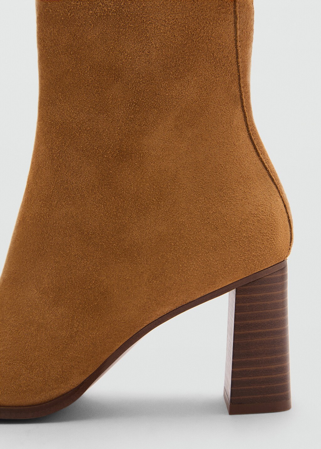 Heel suede ankle boot - Medium Brown