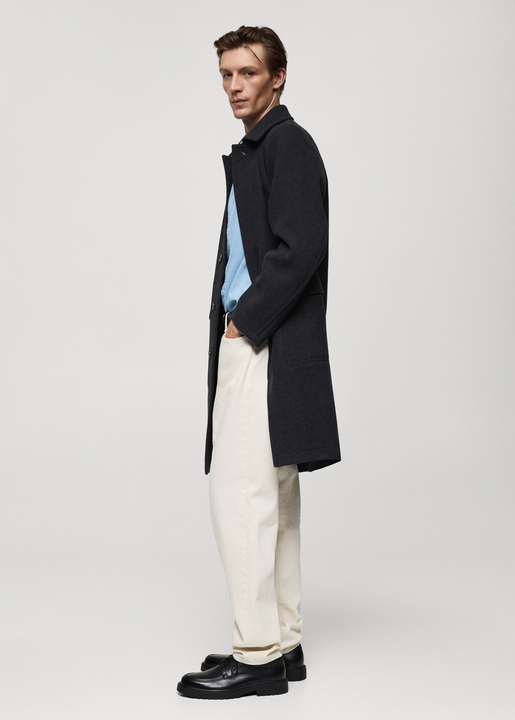 Pocketed wool coat - Charcoal