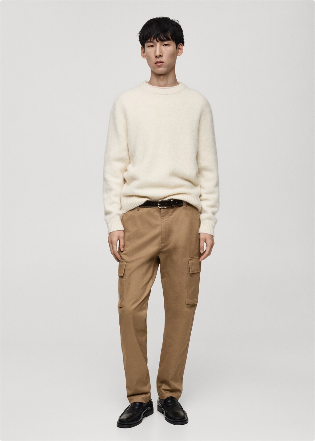 Regular fit cotton cargo pants - Dark Navy