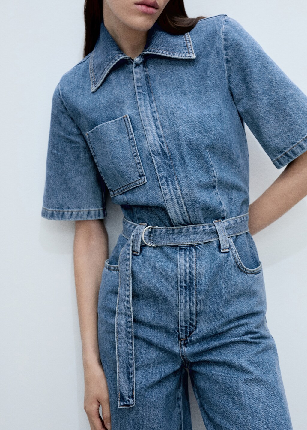 Denim jumpsuit belt - Medium Blue