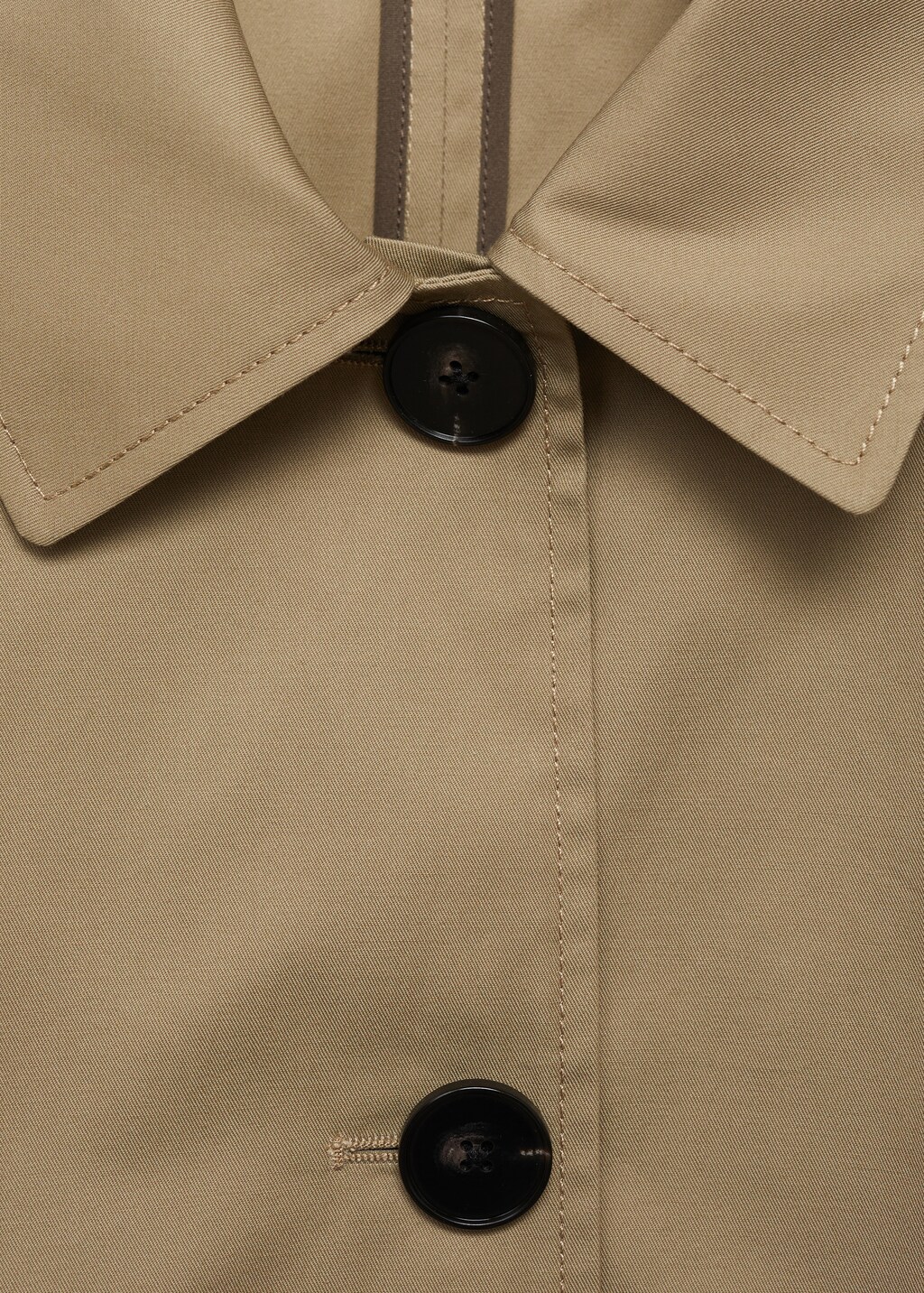 Straight cotton jacket with buttons - Khaki