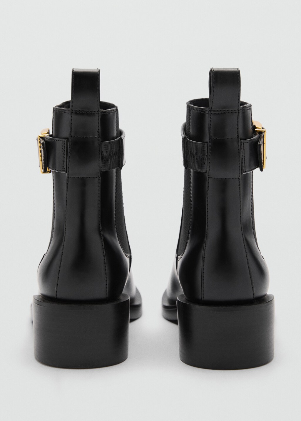 Ankle boots with elastic panel and buckle - Black