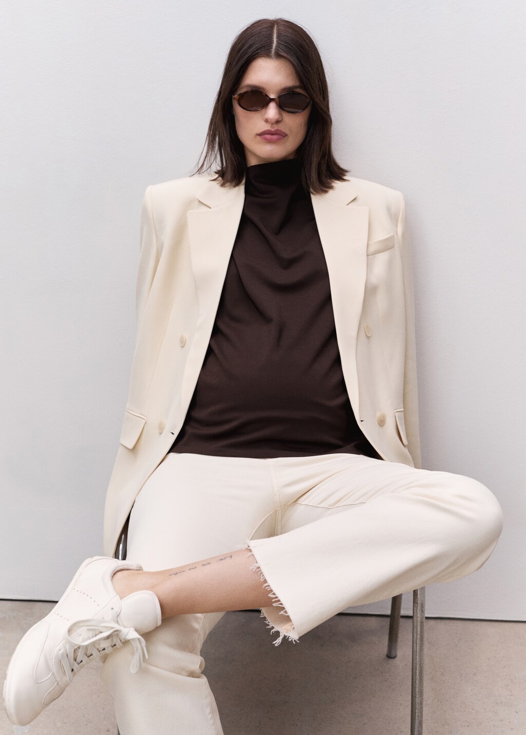 Maternity flared cropped jeans - Medium Blue