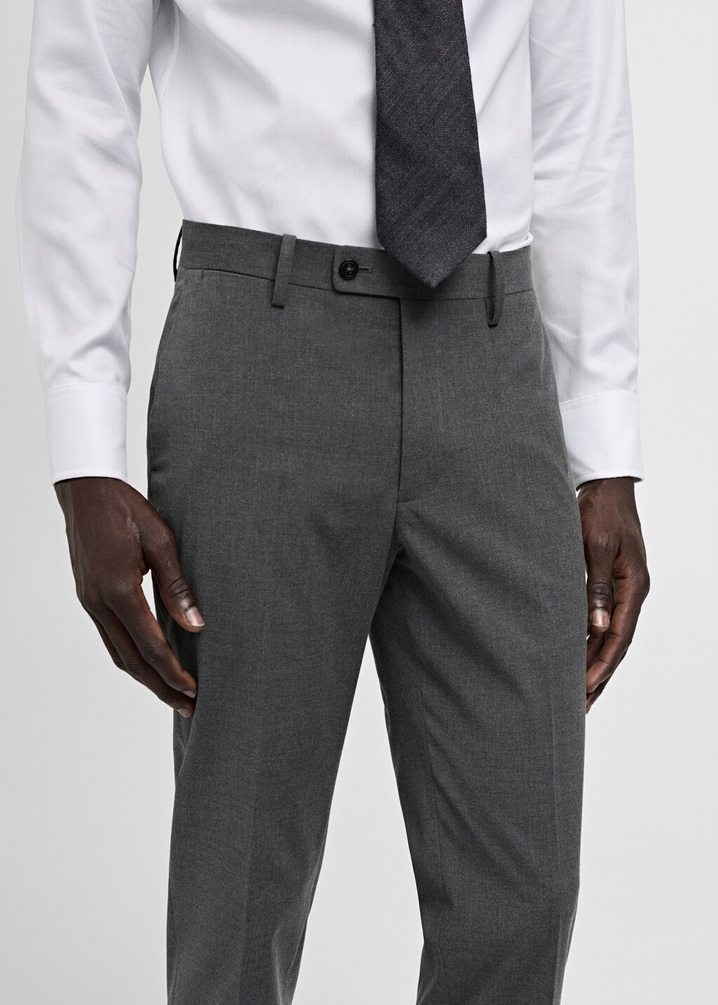 Stretch-fabric slim-fit suit trousers - Dark Navy