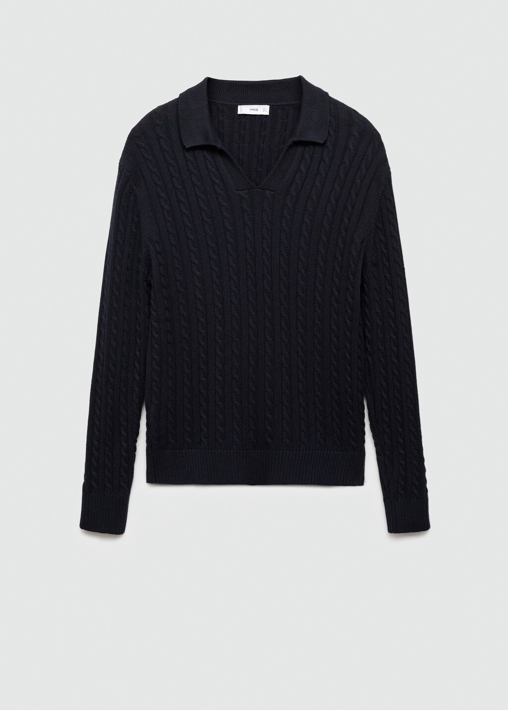 Medium braided-knit polo sweater - Dark Navy