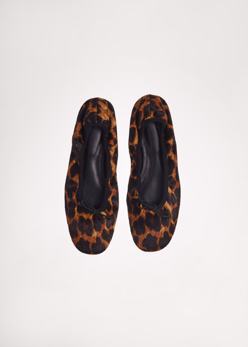 Leather leopard ballerina - Black